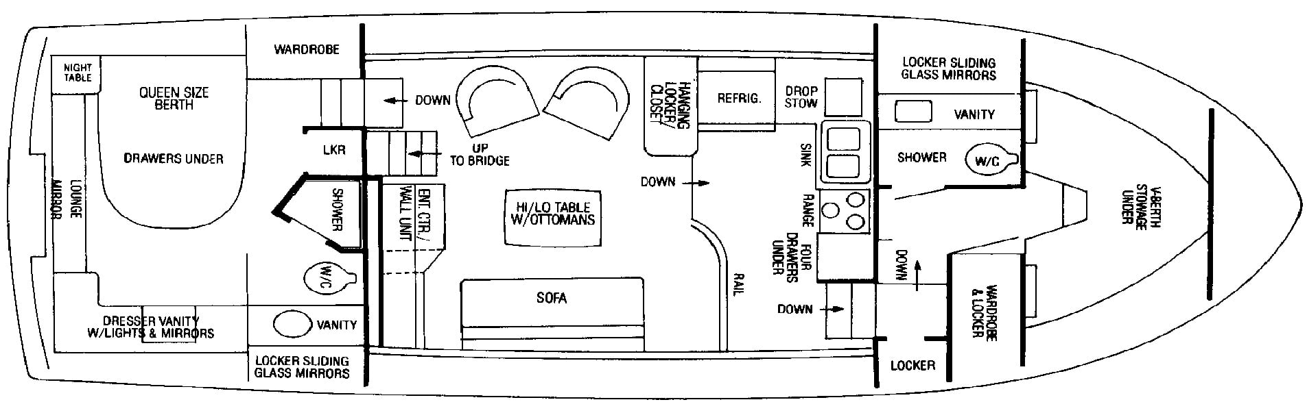 Bertram Yachts 42 Motor Yacht floor plan