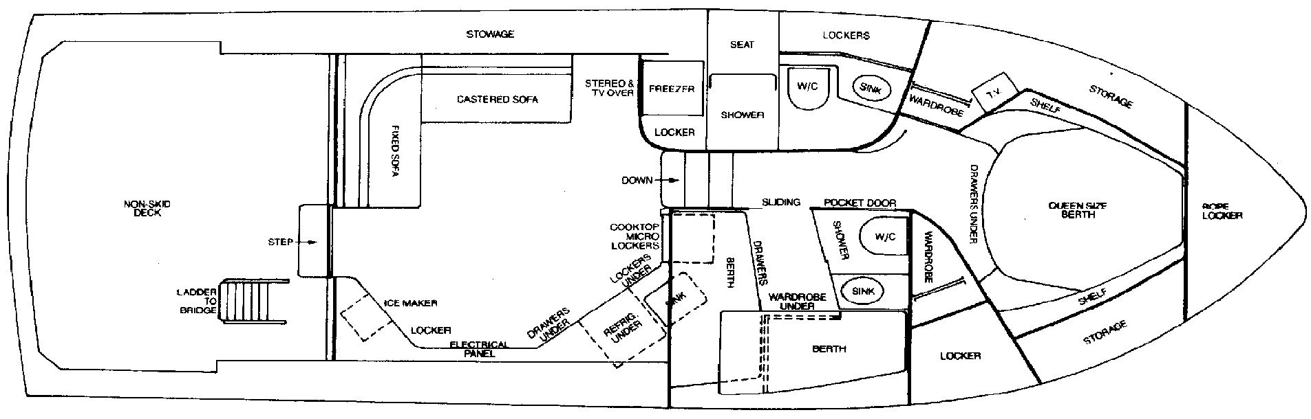 Bertram Yachts 43 Convertible floor plan
