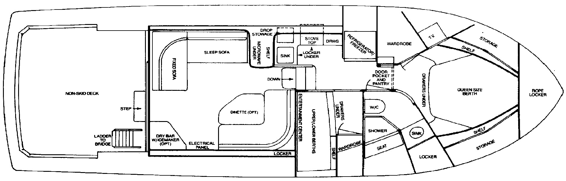 Bertram Yachts 43 Convertible floor plan