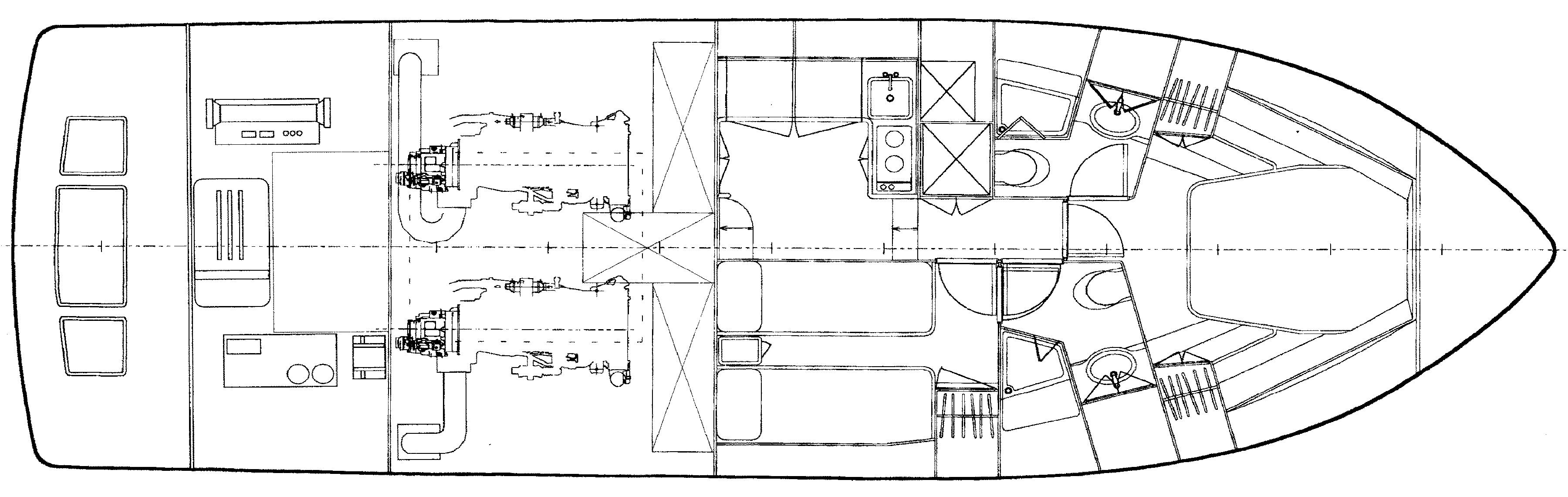 Bertram Yachts 450 Convertible floor plan
