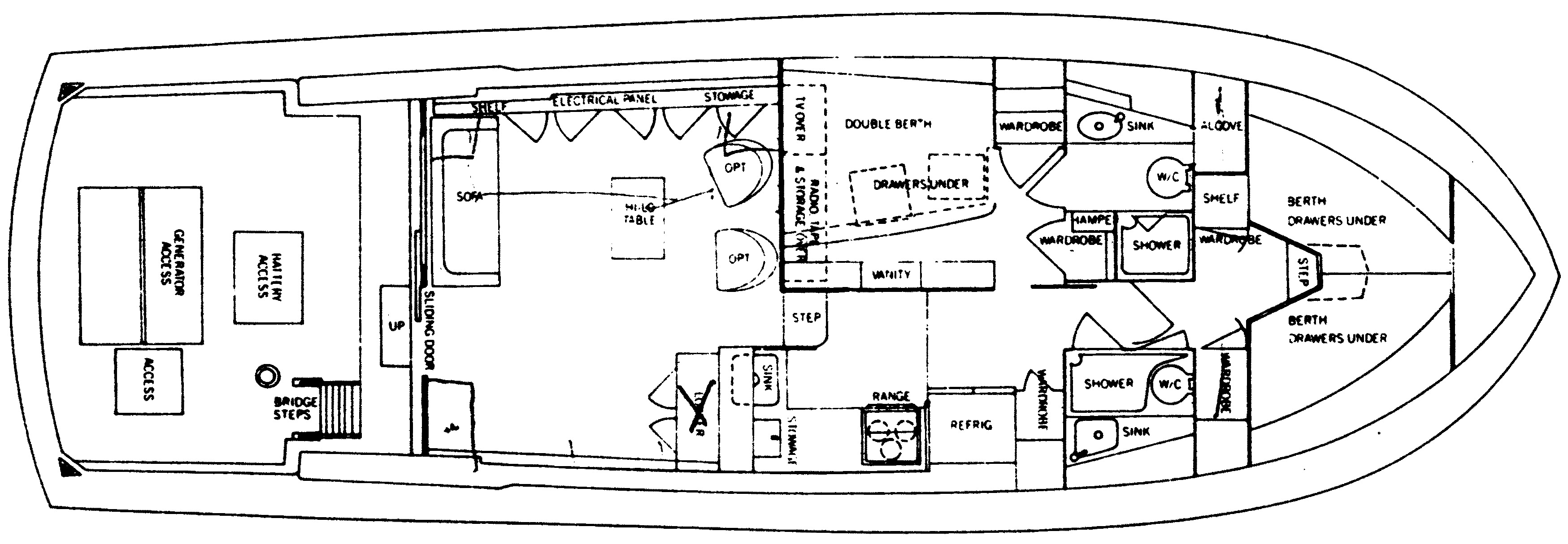 Bertram Yachts 46 Convertible floor plan