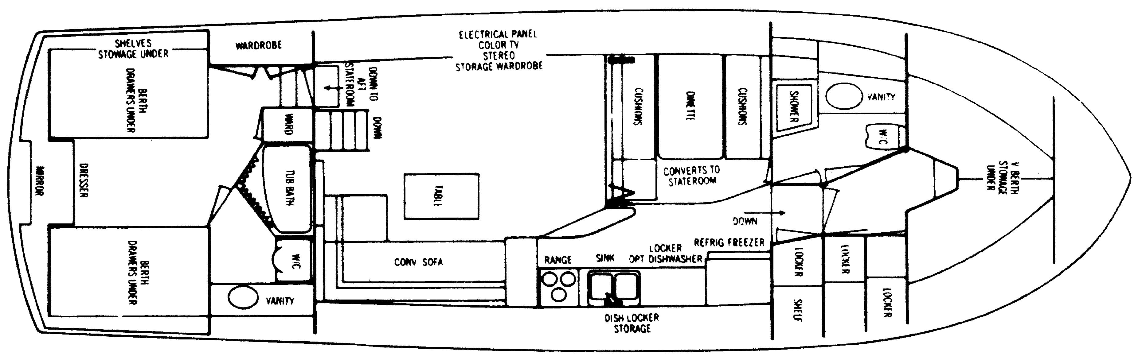 Bertram Yachts 46 Motor Yacht floor plan