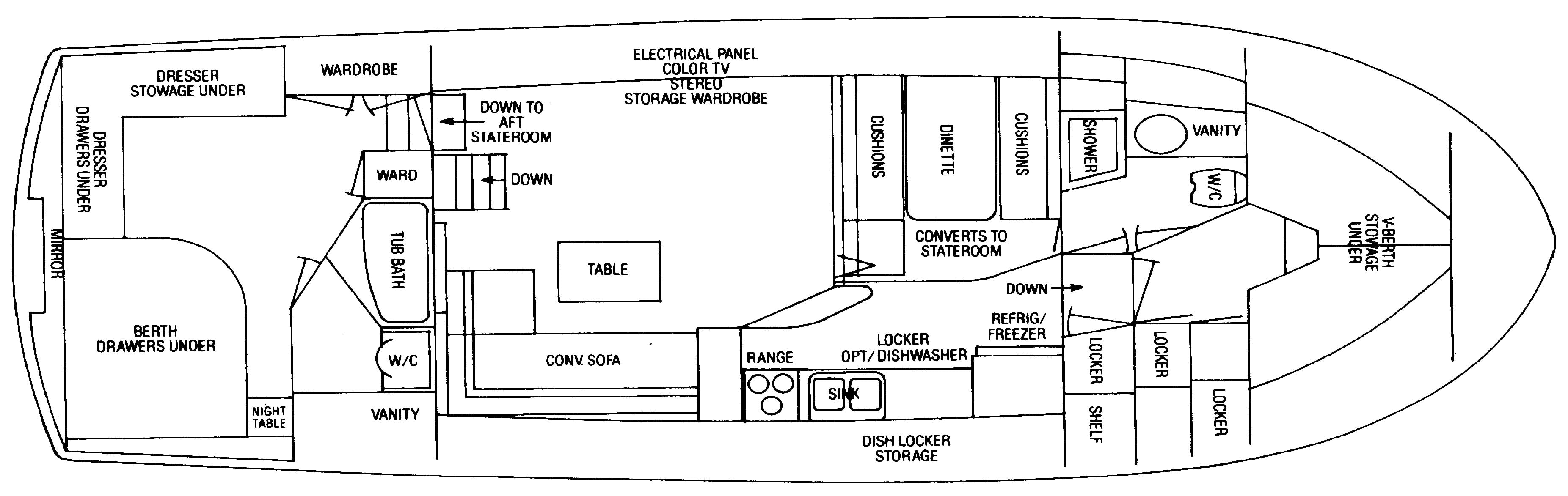 Bertram Yachts 46 Motor Yacht floor plan