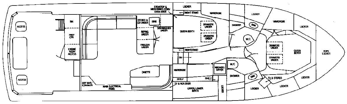 Bertram Yachts 50 Convertible floor plan