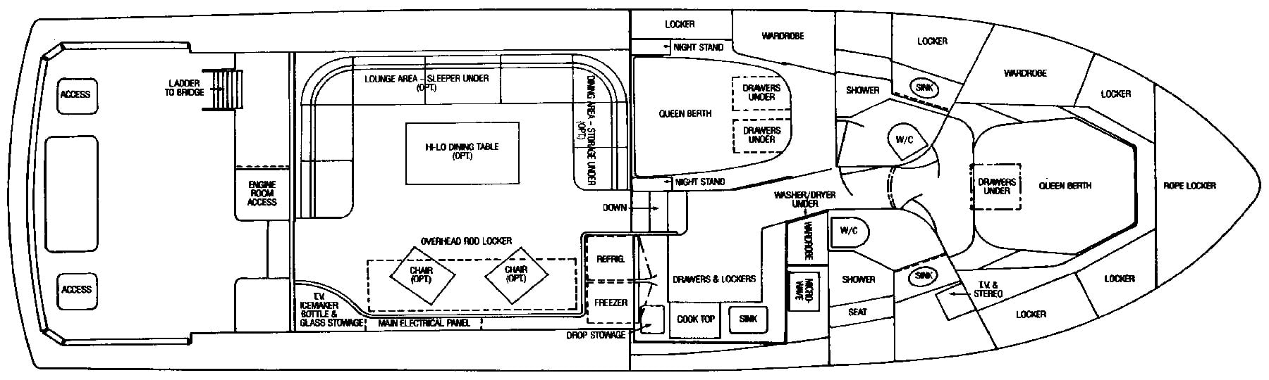 Bertram Yachts 50 Convertible floor plan