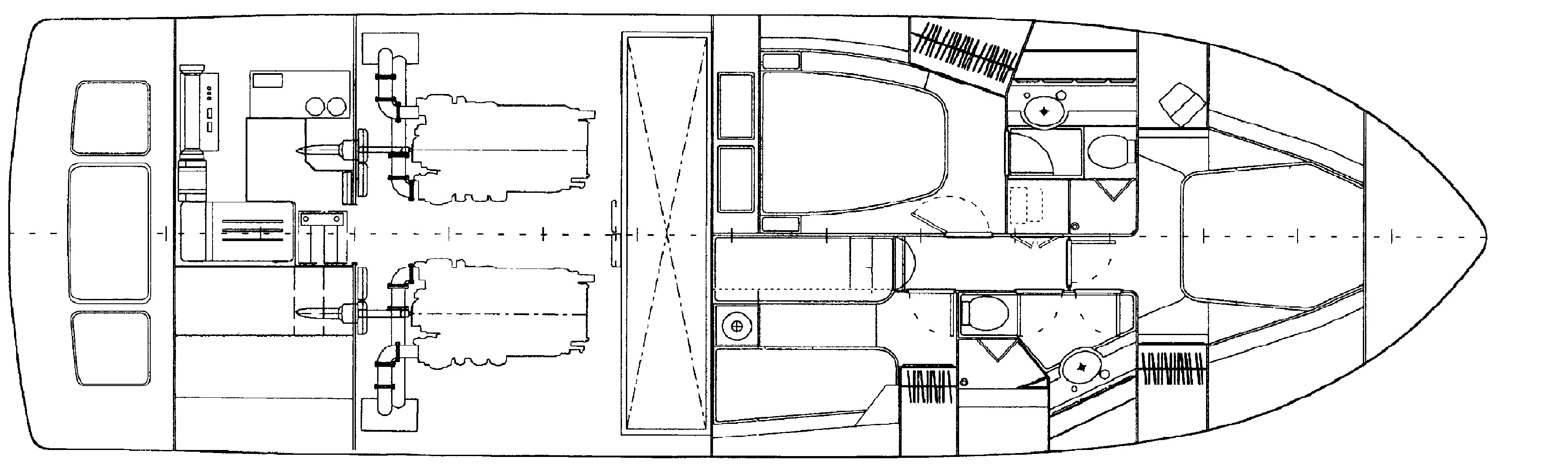 Bertram Yachts 510 Convertible floor plan