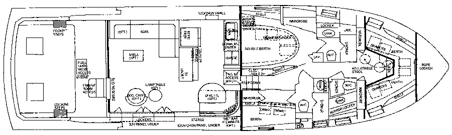 Bertram Yachts 54 Convertible floor plan