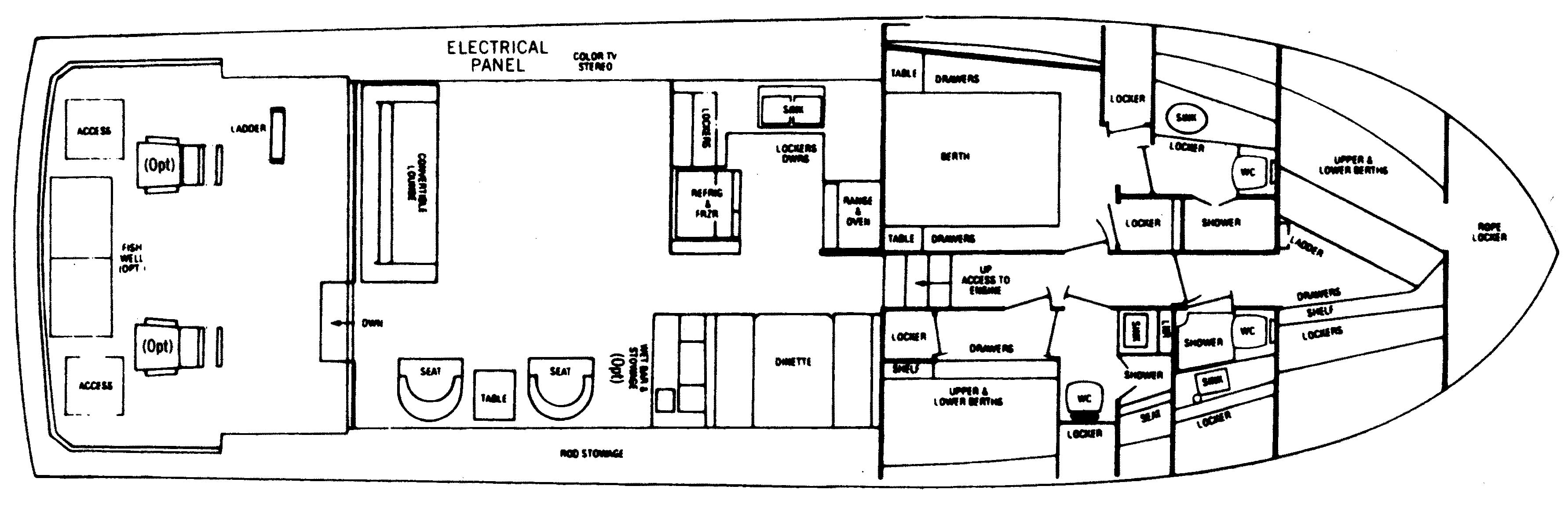 Bertram Yachts 58 Convertible floor plan