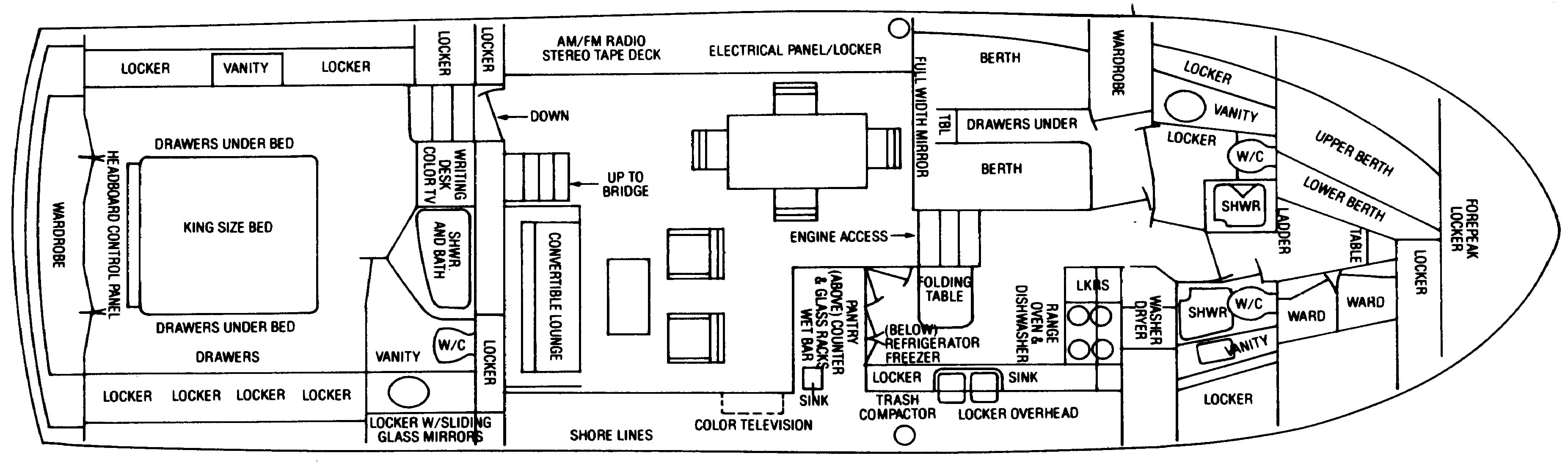 Bertram Yachts 58 Motor Yacht floor plan