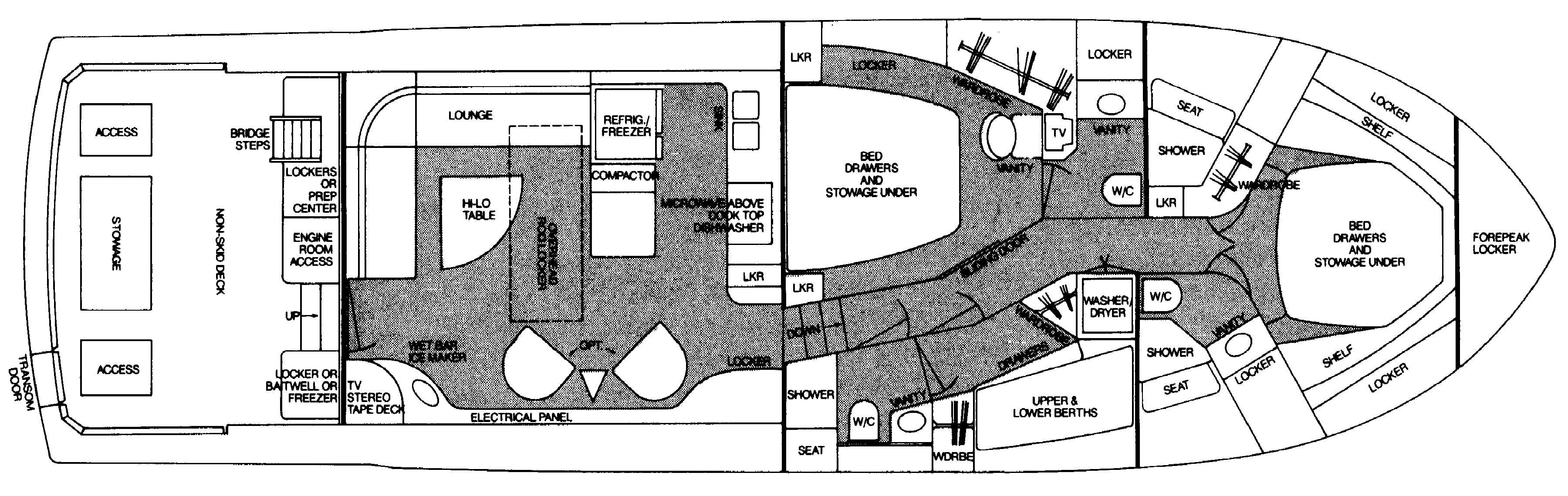 Bertram Yachts 60 Convertible floor plan