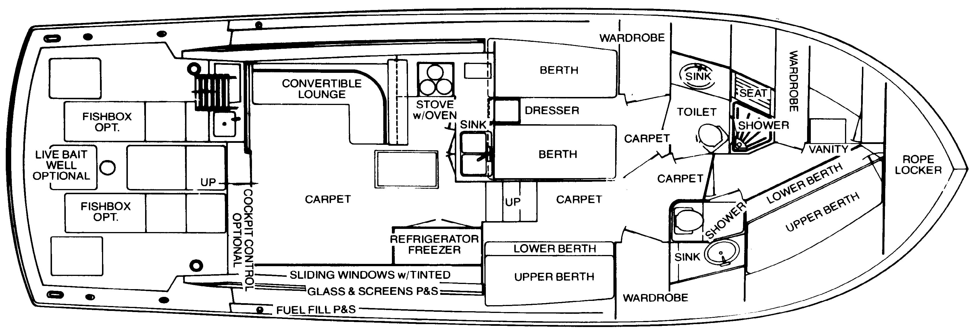 Chris Craft Yachts 45 Commander Sport Fisherman floor plan