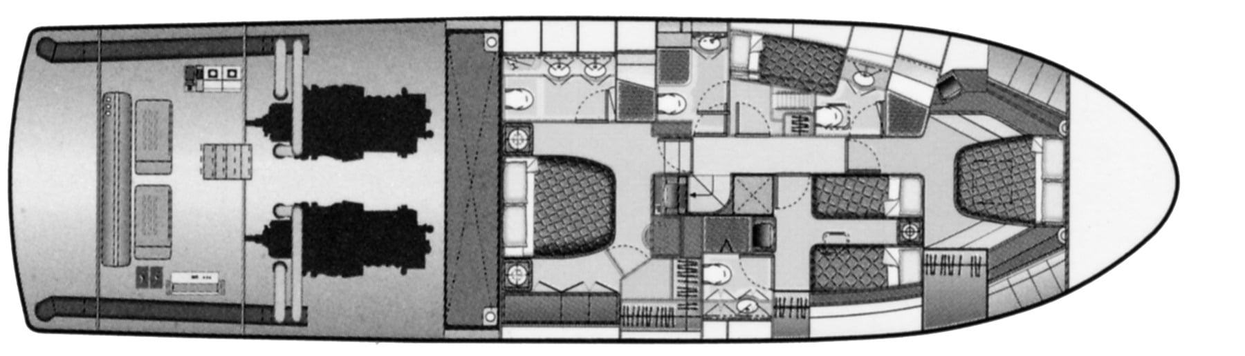 Bertram Yachts 670 Convertible floor plan