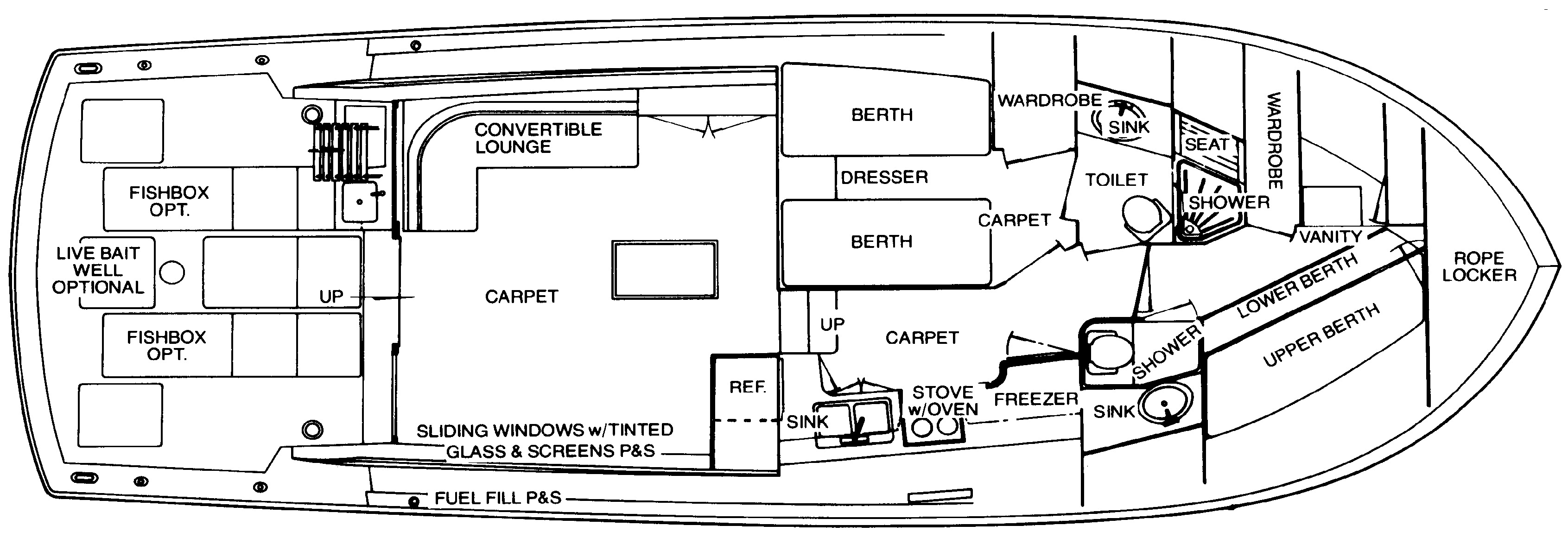 Chris Craft Yachts 45 Commander Sport Fisherman floor plan