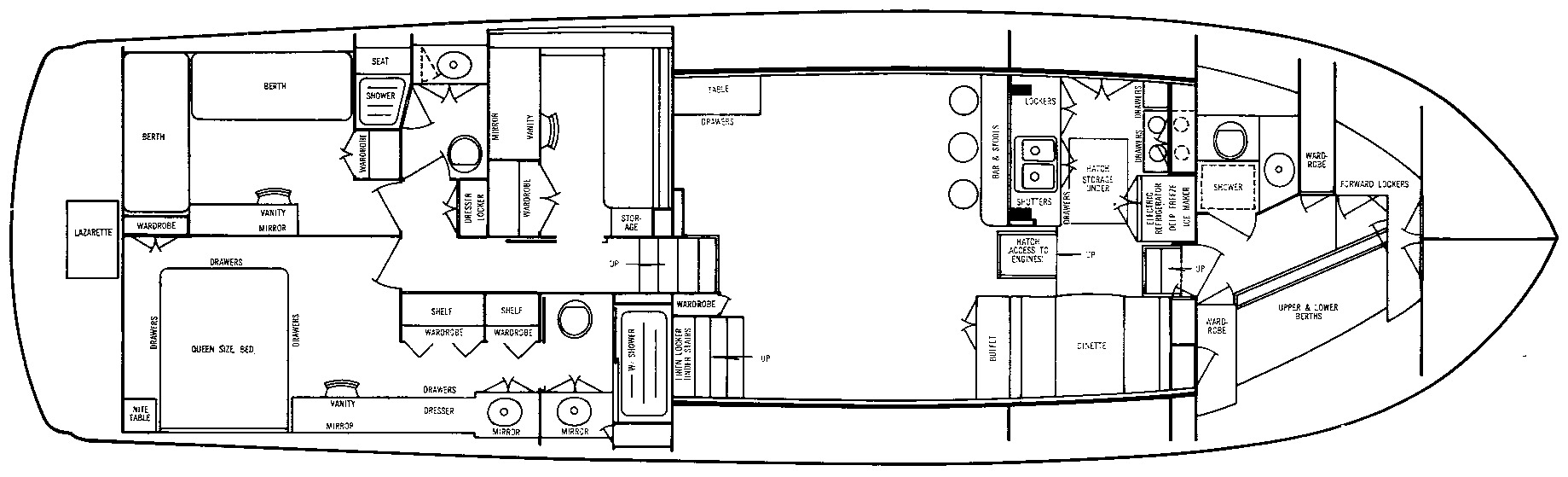 Chris Craft Yachts 60 Roamer Flush Deck floor plan