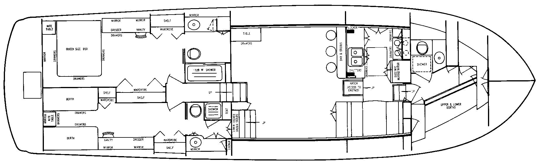 Chris Craft Yachts 60 Roamer Flush Deck floor plan