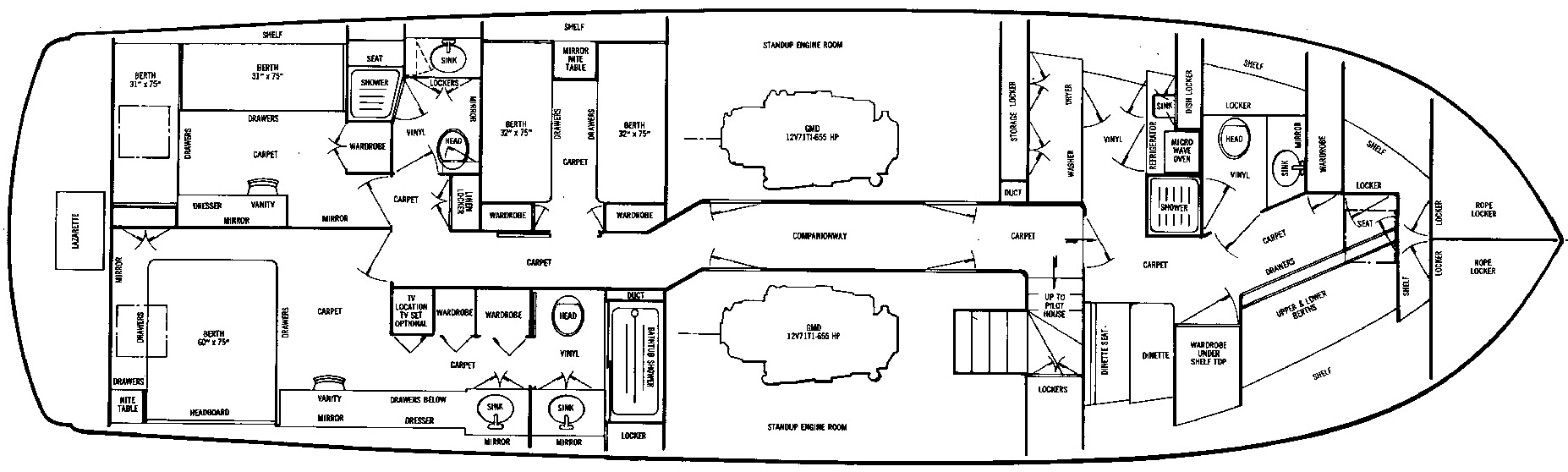 Chris Craft Yachts 60 Roamer Motor Yacht floor plan