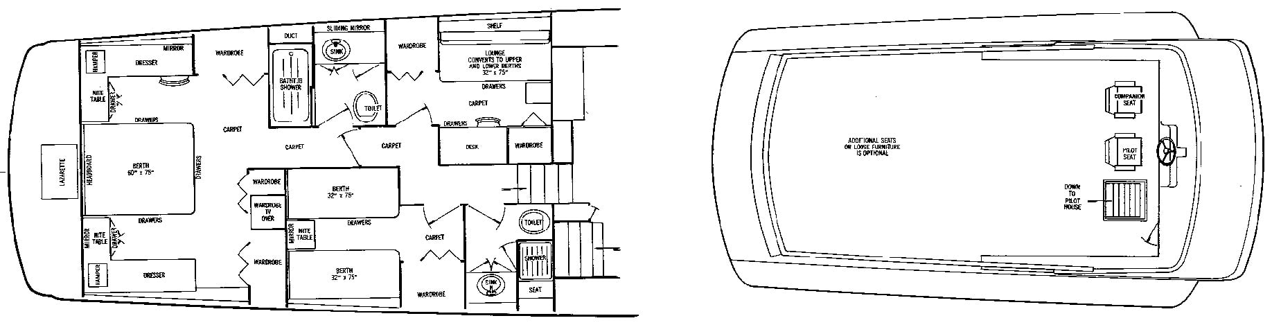 Chris Craft Yachts 68 Roamer Flush Deck floor plan