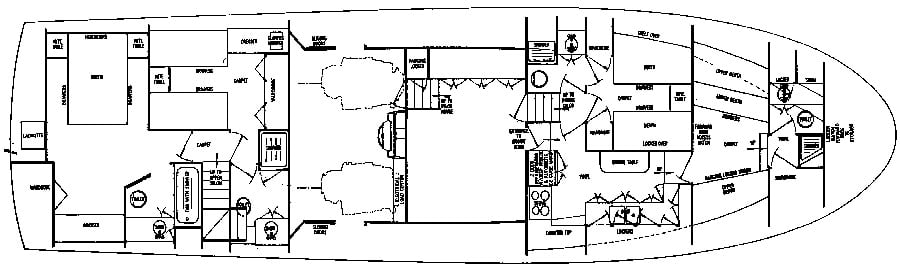 Chris Craft Yachts 74 Roamer Flush Deck floor plan