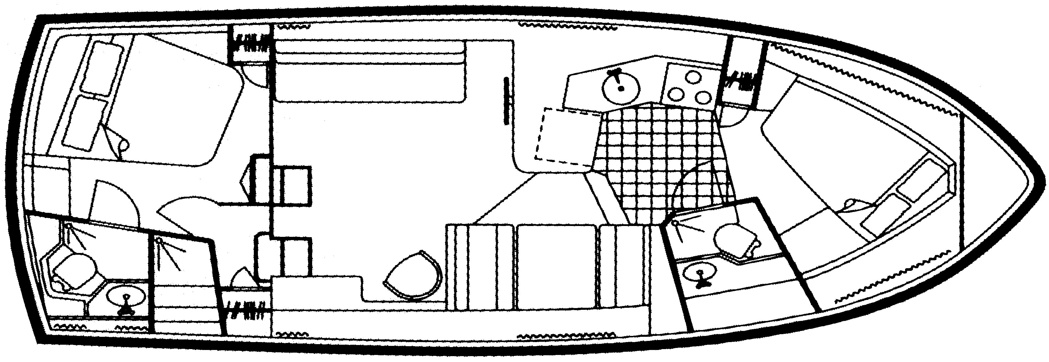 Carver Yachts 33 Aft Cabin; 350 Aft Cabin floor plan