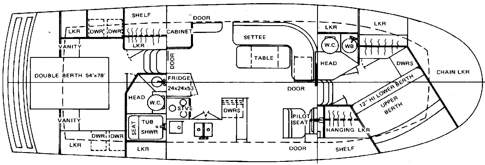 CHB Yachts 38 Double Cabin floor plan