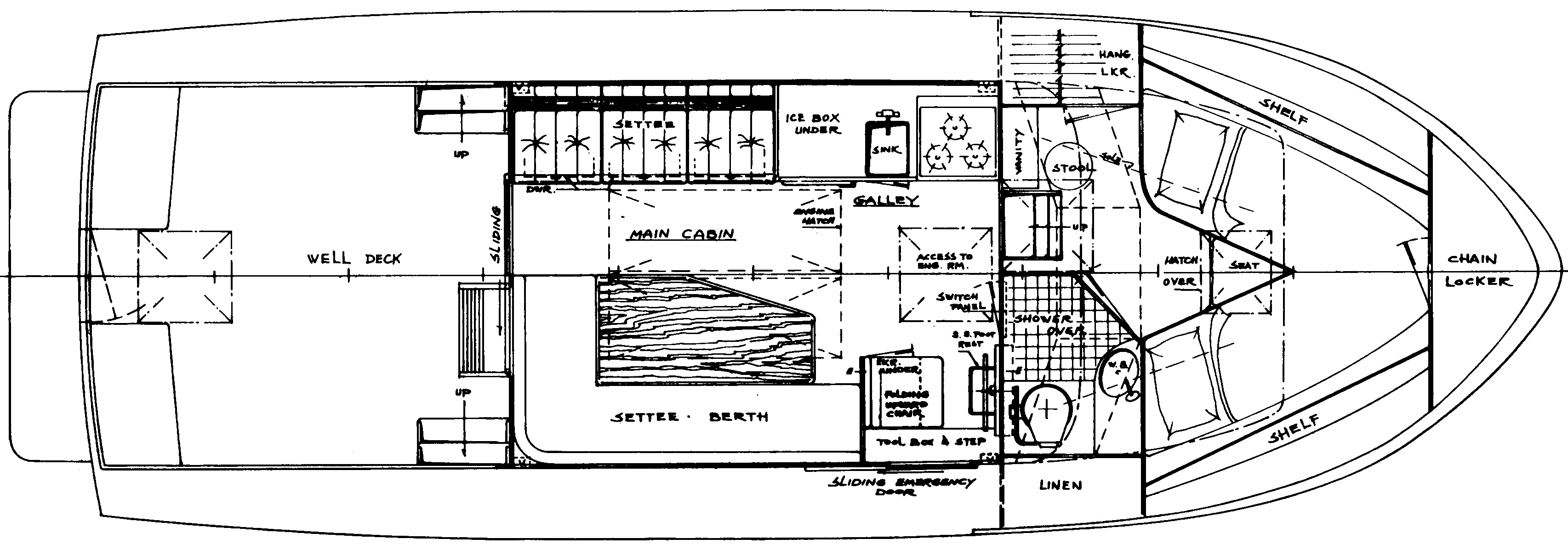 Cheoy Lee Yachts 32 Trawler floor plan