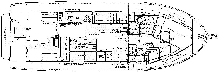 Cheoy Lee Yachts 35 Trawler floor plan