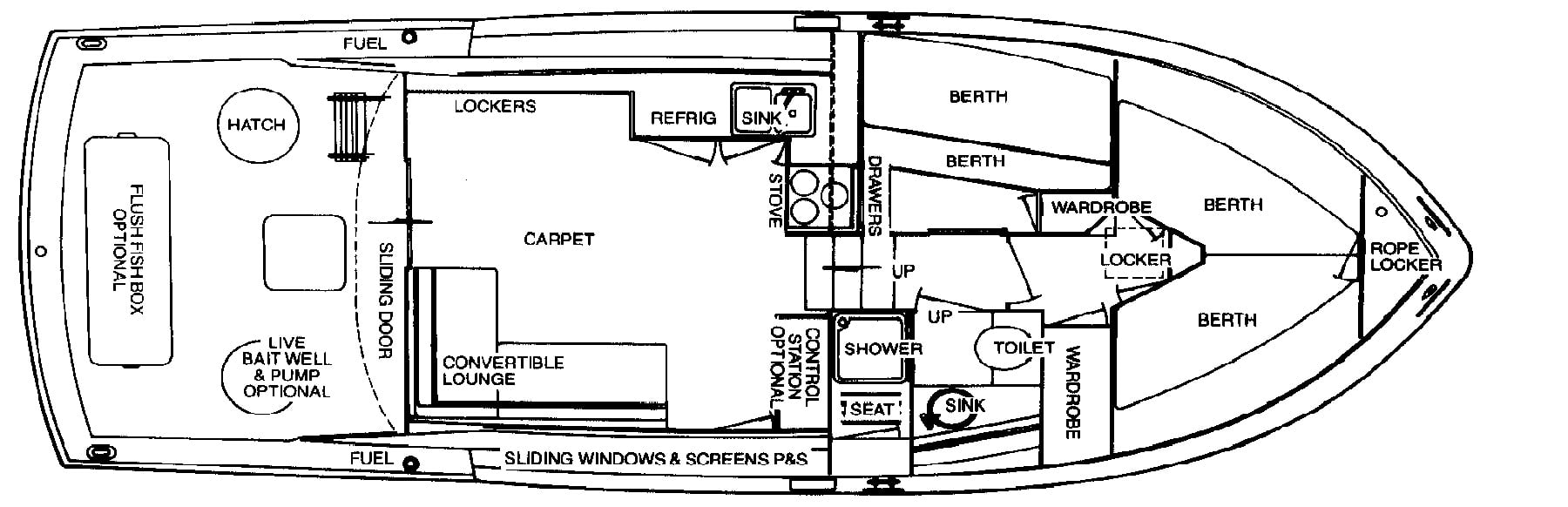 Chris Craft Yachts 36 Sports Cruiser; 36-360 Commander floor plan