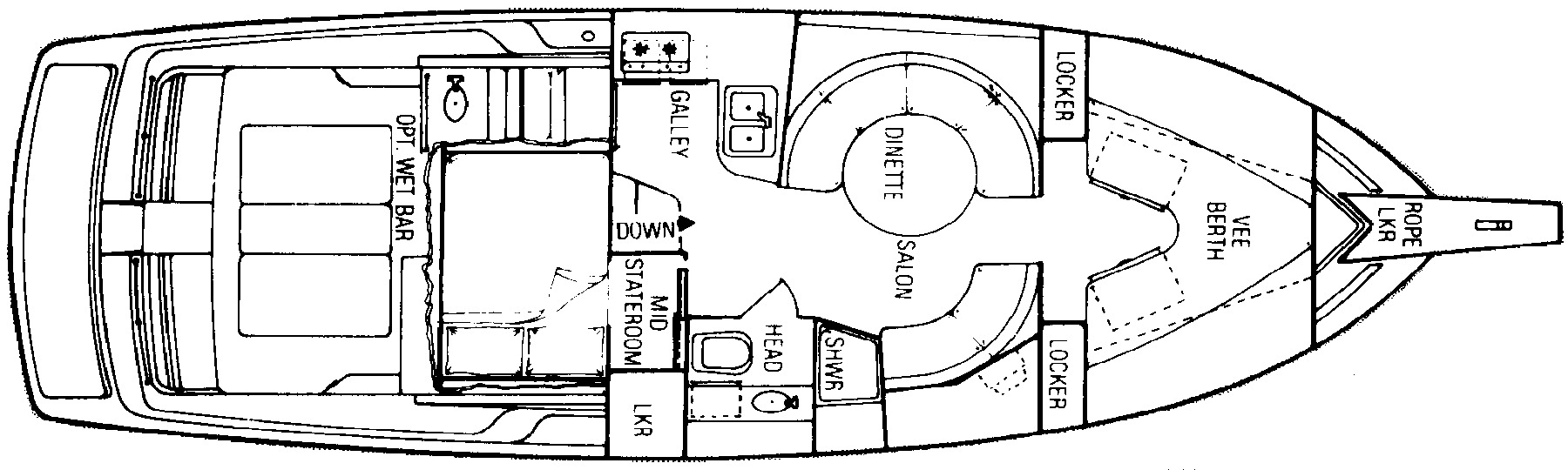 Chris Craft Yachts 370 Amerosport; 360 Express floor plan