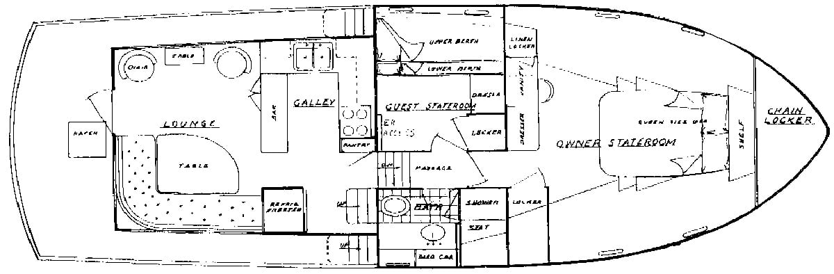 DeFever 45 Pilothouse floor plan