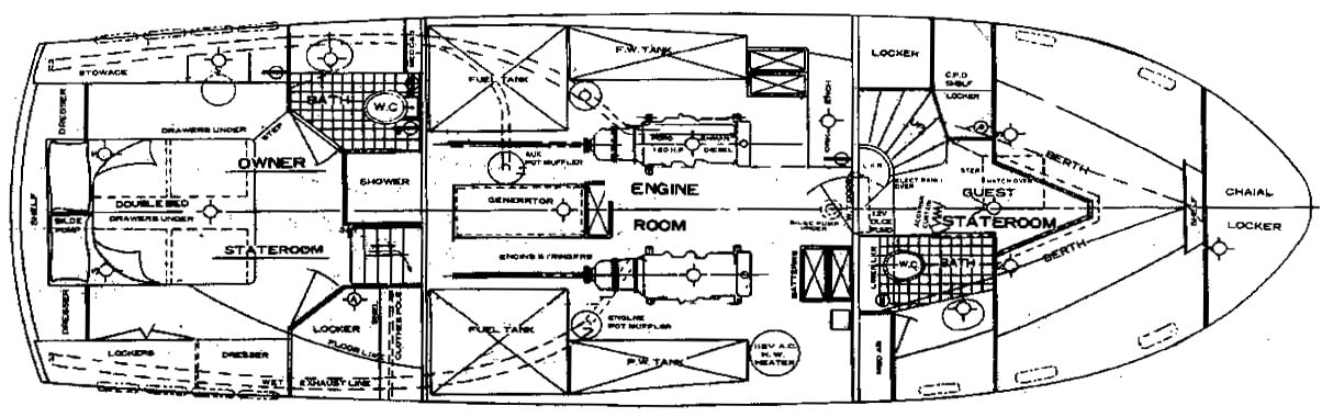 DeFever 43 Trawler floor plan