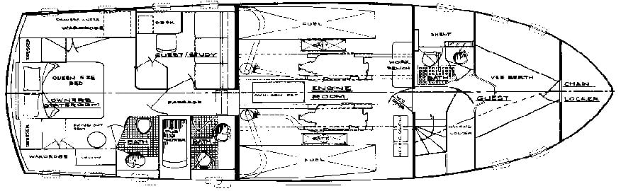 DeFever 47 POC Motor Yacht floor plan