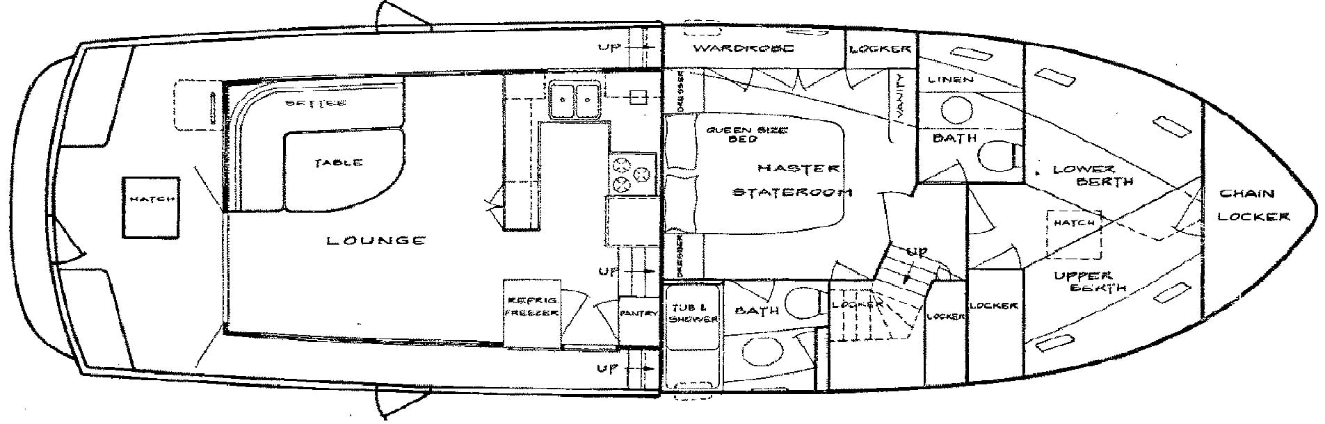 DeFever 49 Pilothouse (Hard Chine) floor plan