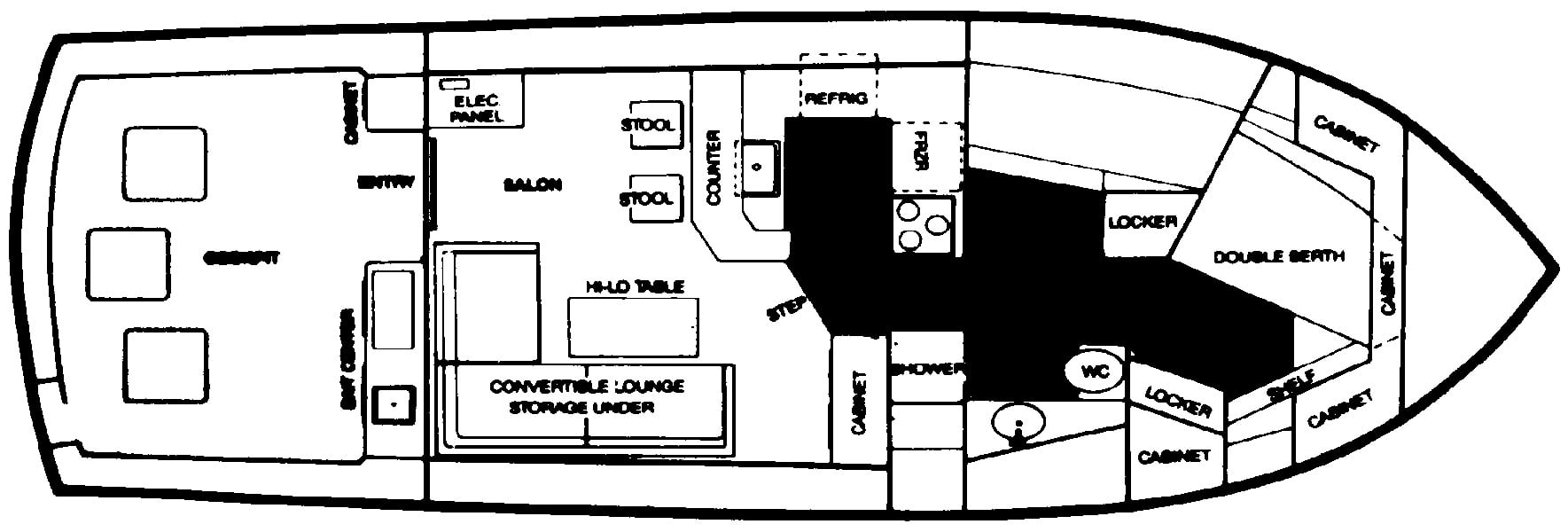 Egg Harbor Yachts 43 Sport Fisherman floor plan