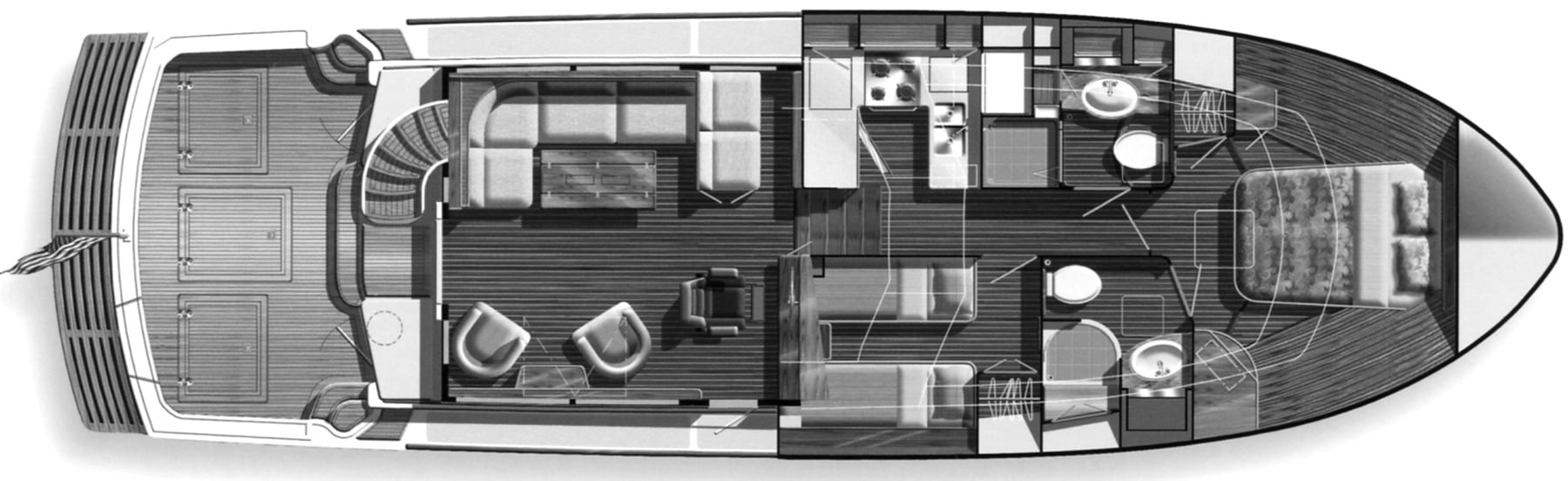 Grand Banks Yachts Eastbay 47 Flybridge floor plan