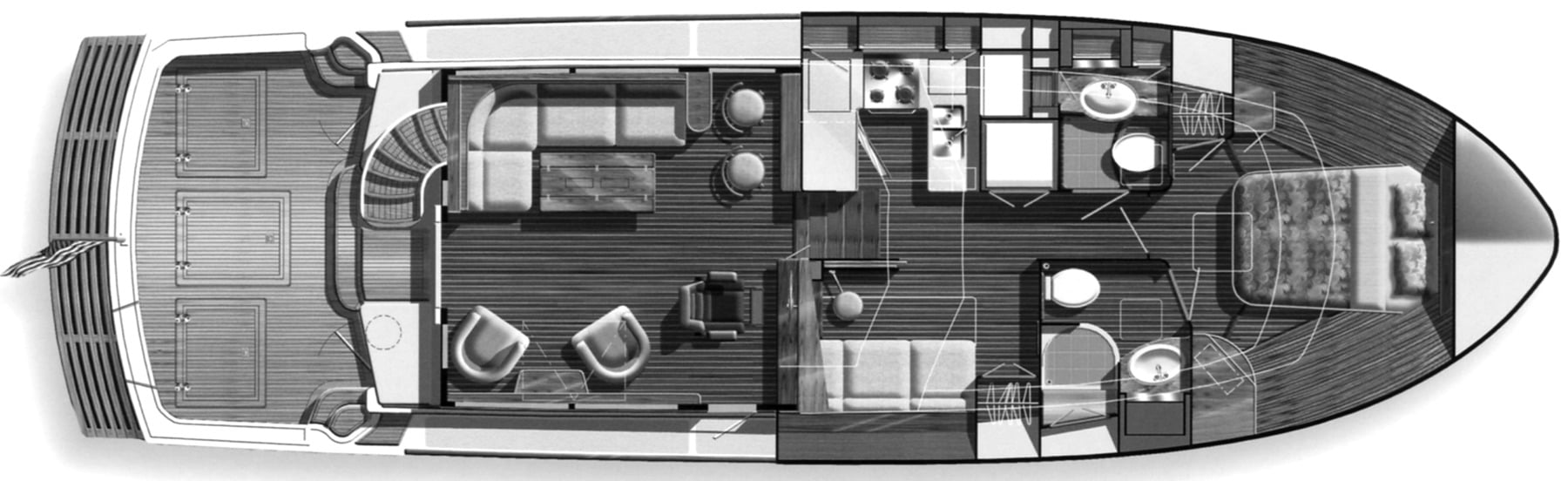 Grand Banks Yachts Eastbay 47 Flybridge floor plan