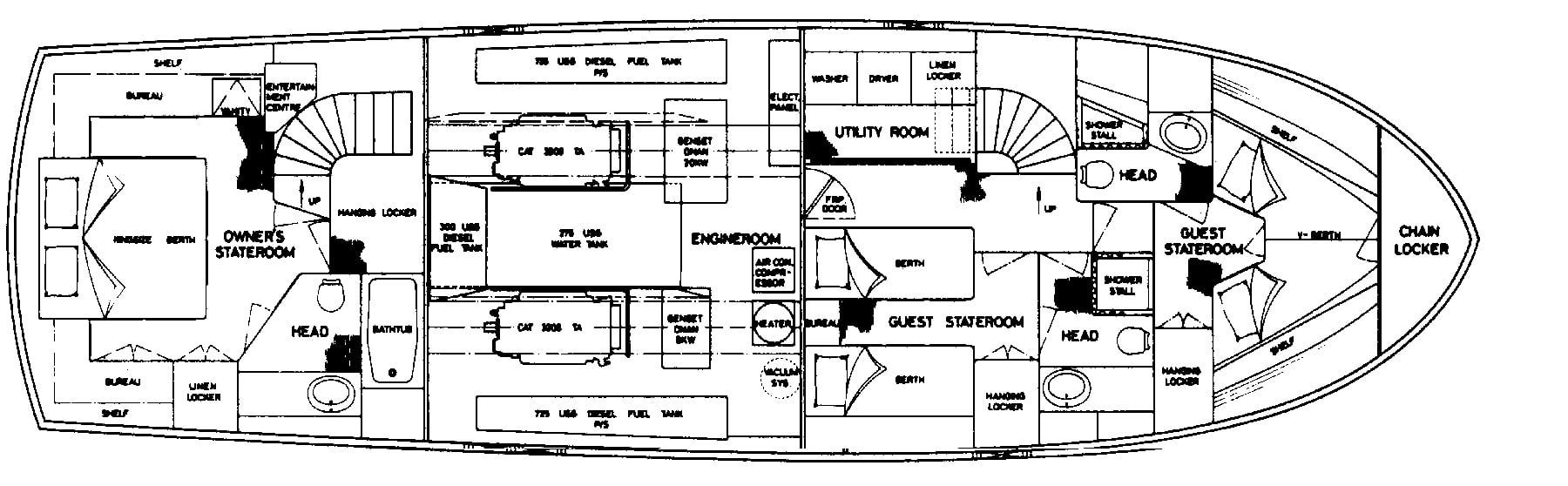 Grand Banks Yachts 58 Classic floor plan