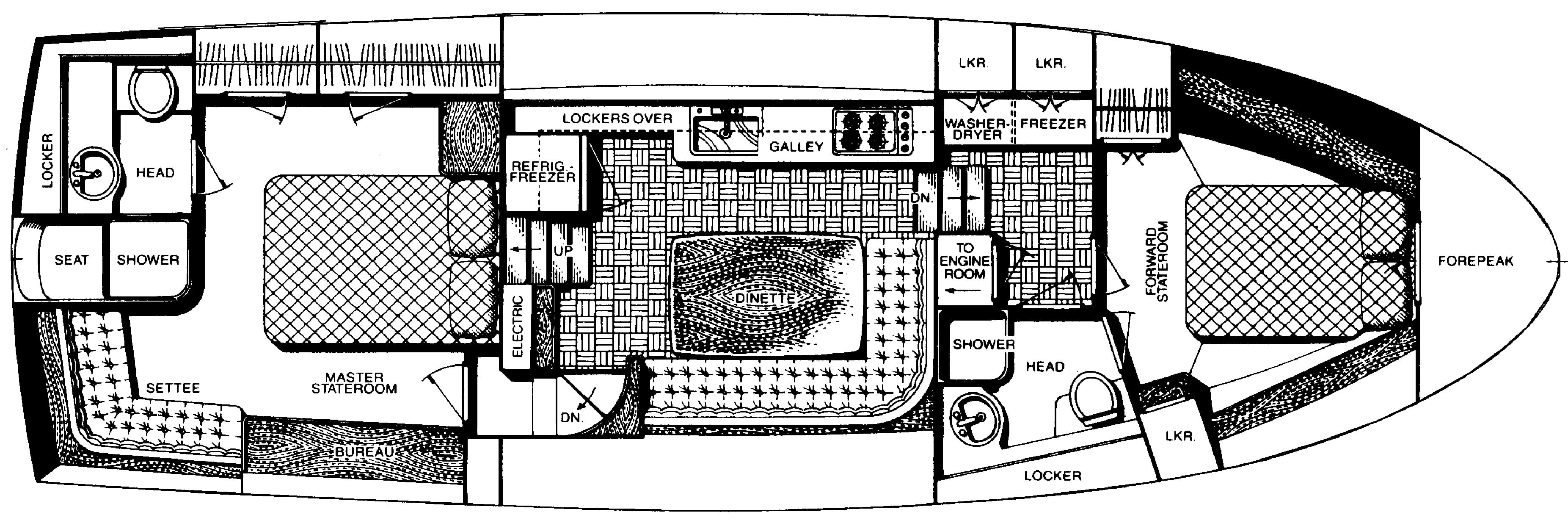 Gulfstar Yachts 44 Motor Yacht floor plan