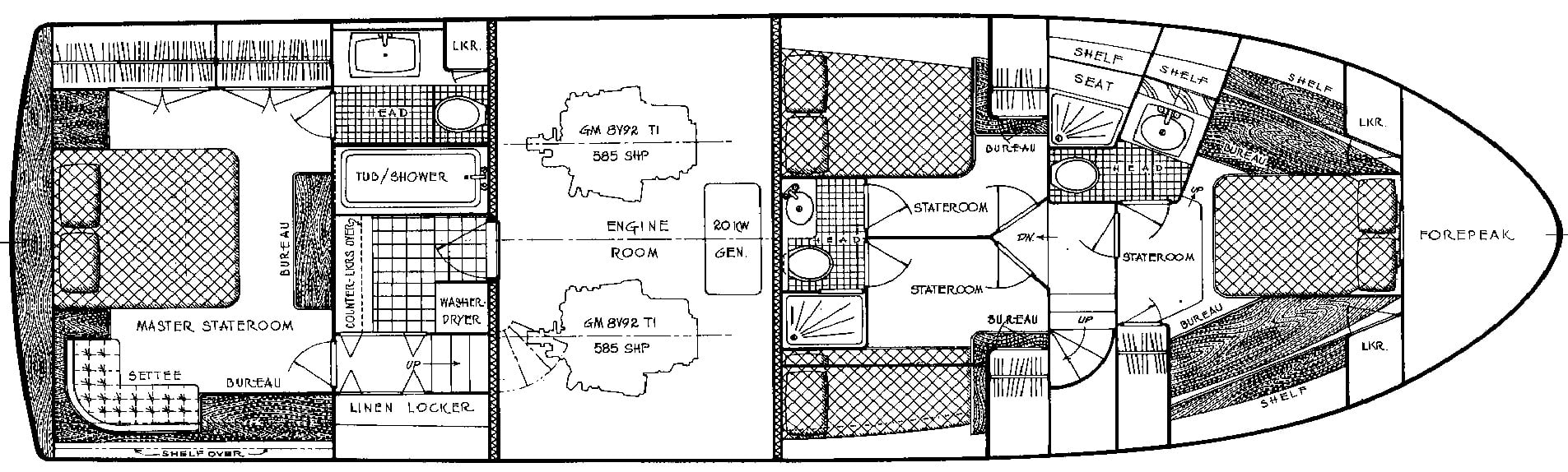 Gulfstar Yachts 55 Motor Yacht floor plan