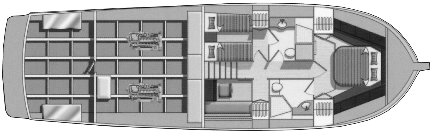 Hampton Yachts 540-560 Sedan floor plan