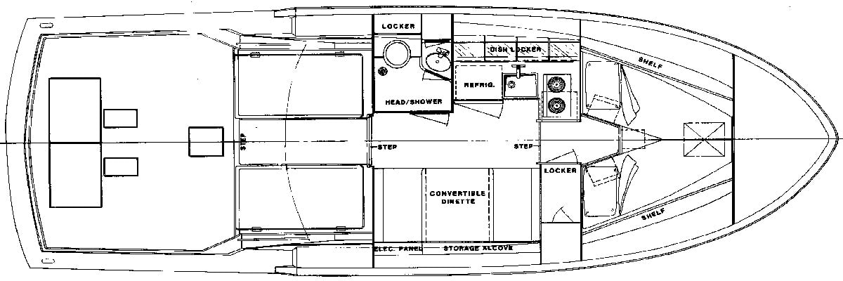 Hatteras Yachts 32 Flybridge Fisherman floor plan