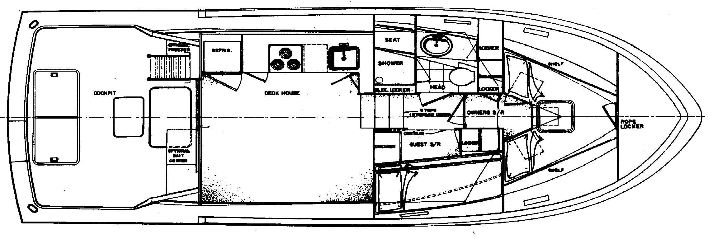 Hatteras Yachts 36 Convertible floor plan