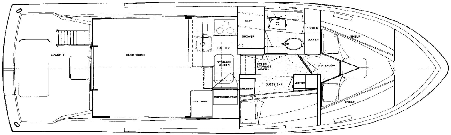 Hatteras Yachts 36 Sedan floor plan