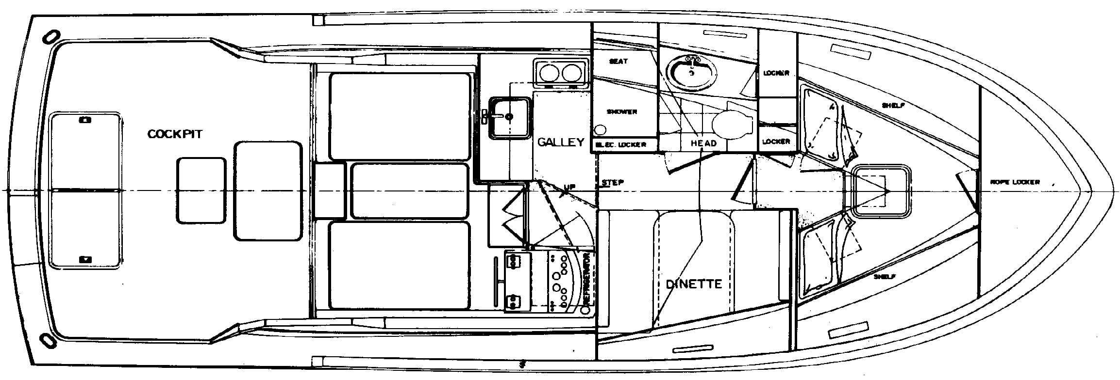 Hatteras Yachts 36 Sport Fisherman floor plan