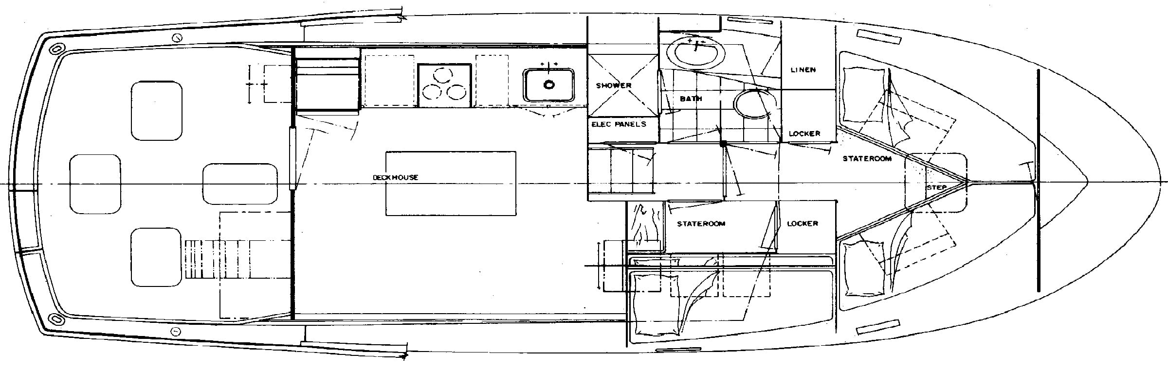 Hatteras Yachts 37 Convertible floor plan