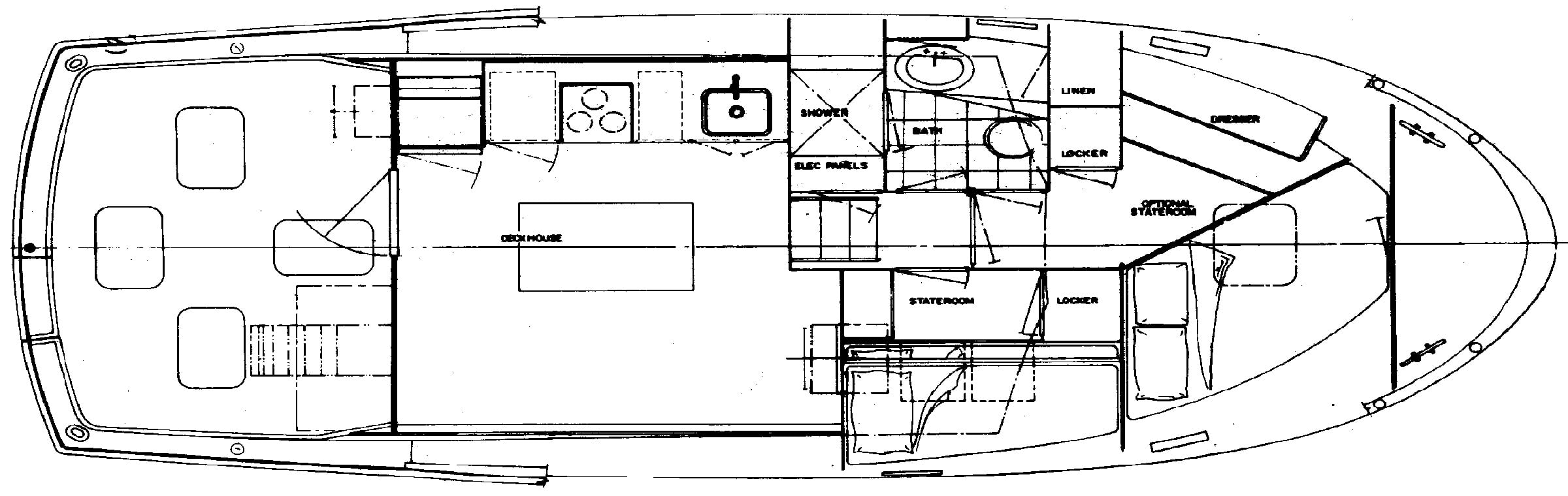 Hatteras Yachts 37 Convertible floor plan