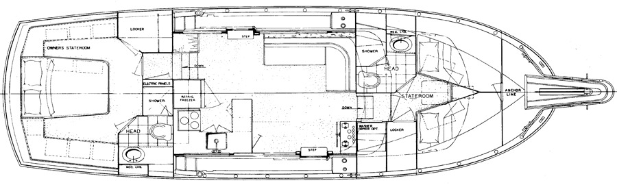 Hatteras Yachts 42 LRC MK II floor plan