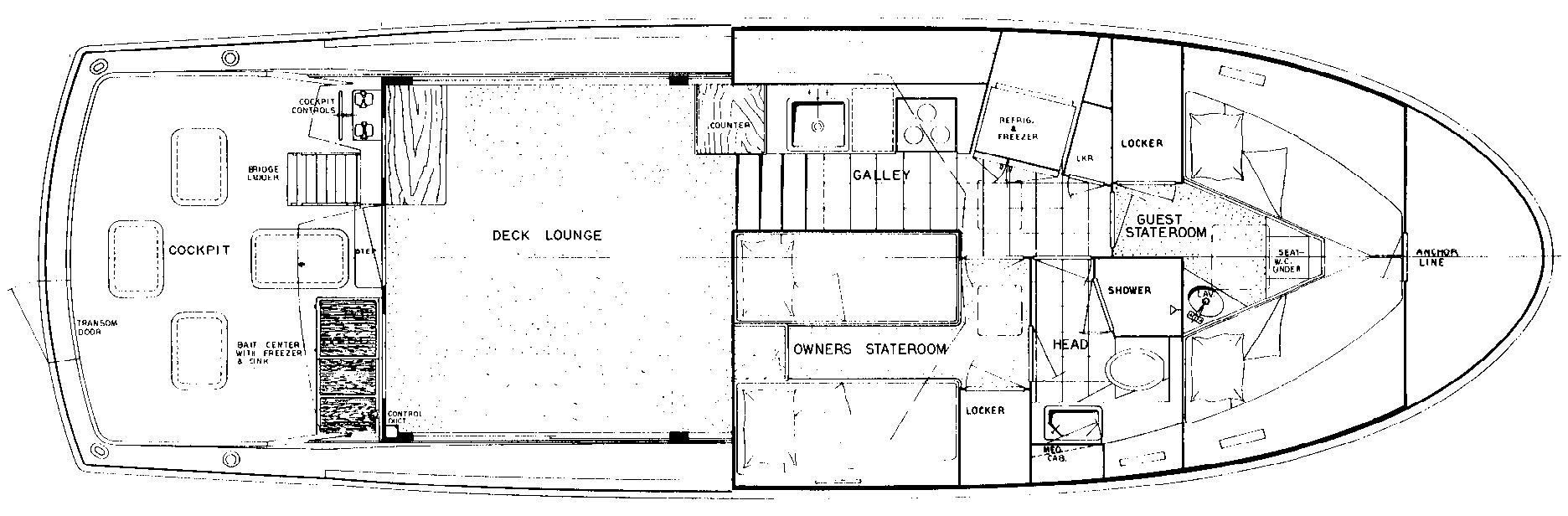 Hatteras Yachts 43 Convertible floor plan