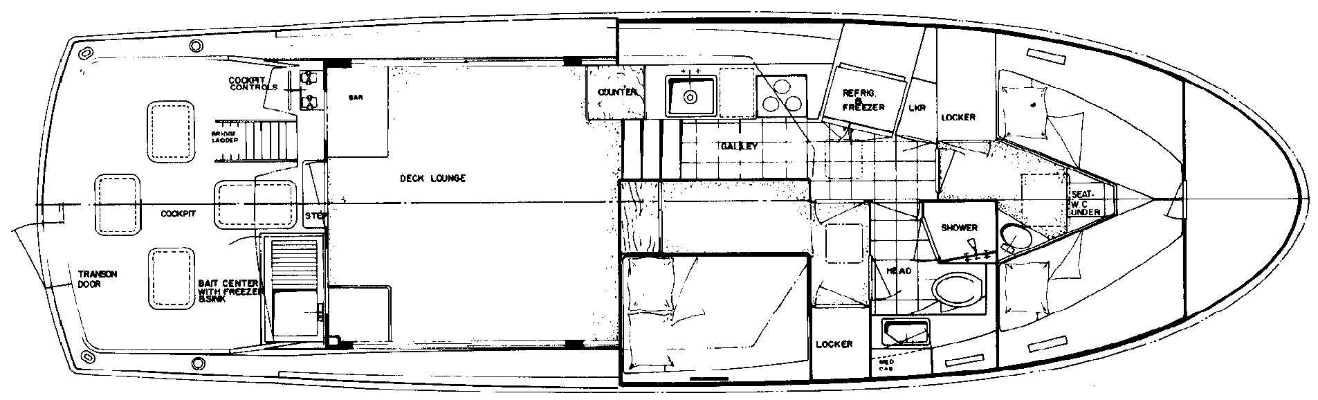 Hatteras Yachts 43 Convertible floor plan