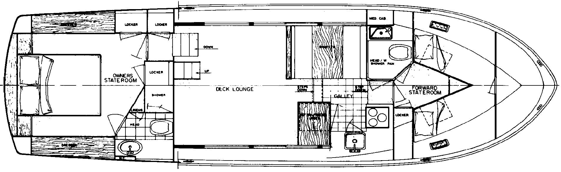 Hatteras Yachts 43 Double Cabin floor plan