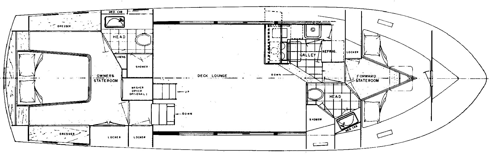 Hatteras Yachts 43 Motor Yacht floor plan